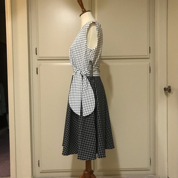 Tahari Mini Check Two Tone Dress - Picture 2 of 8